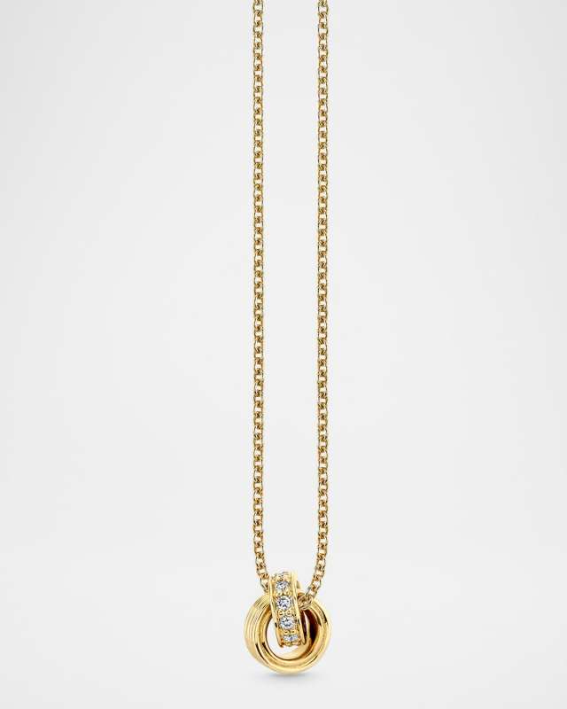 Fluted Linked Diamond Ring Charm Necklace